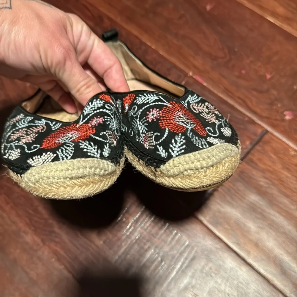 Anthropologie Avec Les Filles Gisella Suede Floral Embroidered Espadrille Flats